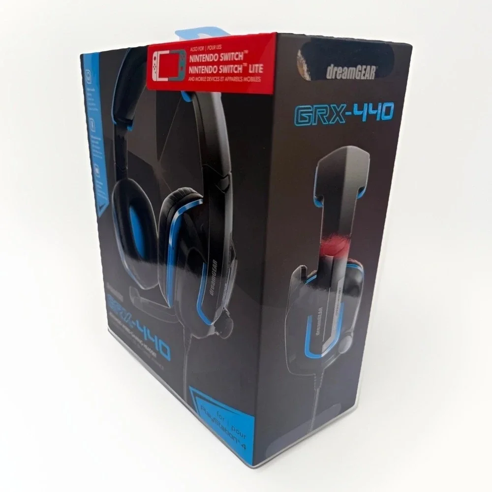 dreamGEAR GRX-440 Wired Headset for Nintendo Switch Lite/PS4/Xbox One Blue Black